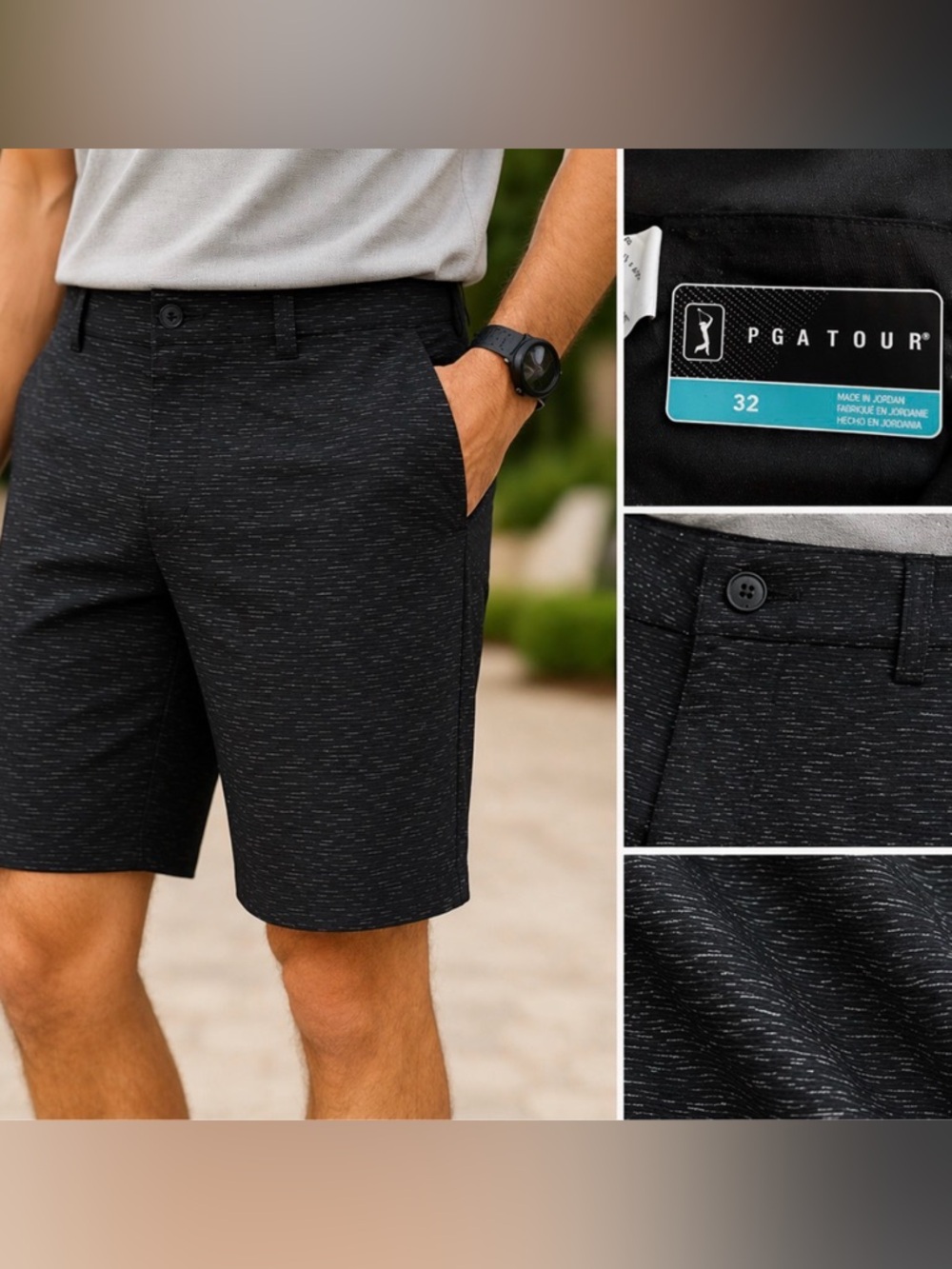 PGA TOUR Navy Golf Shorts Men’s Sz 32 Performance Stretch | Casual Summer